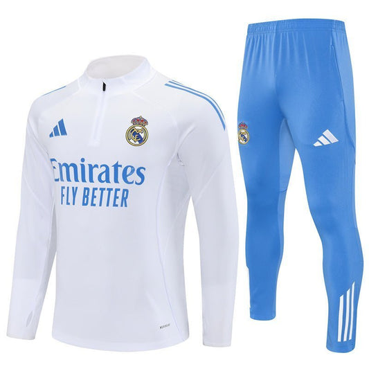 25/26 Real Madrid Training White/Light Blue Kids Size Tracksuit