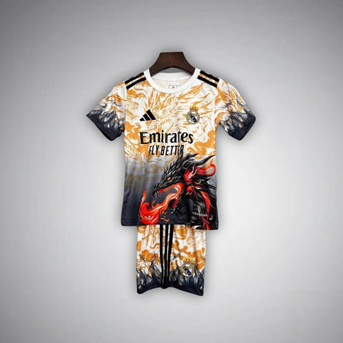 Real Madrid "Draconic Flame" Premium Kids Size Kit from FootballPrestige.shop - Premium Concept kits
