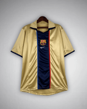 02/03 FC Barcelona Gold Away Retro Kit from FootballPrestige.com - Premium Football Kits