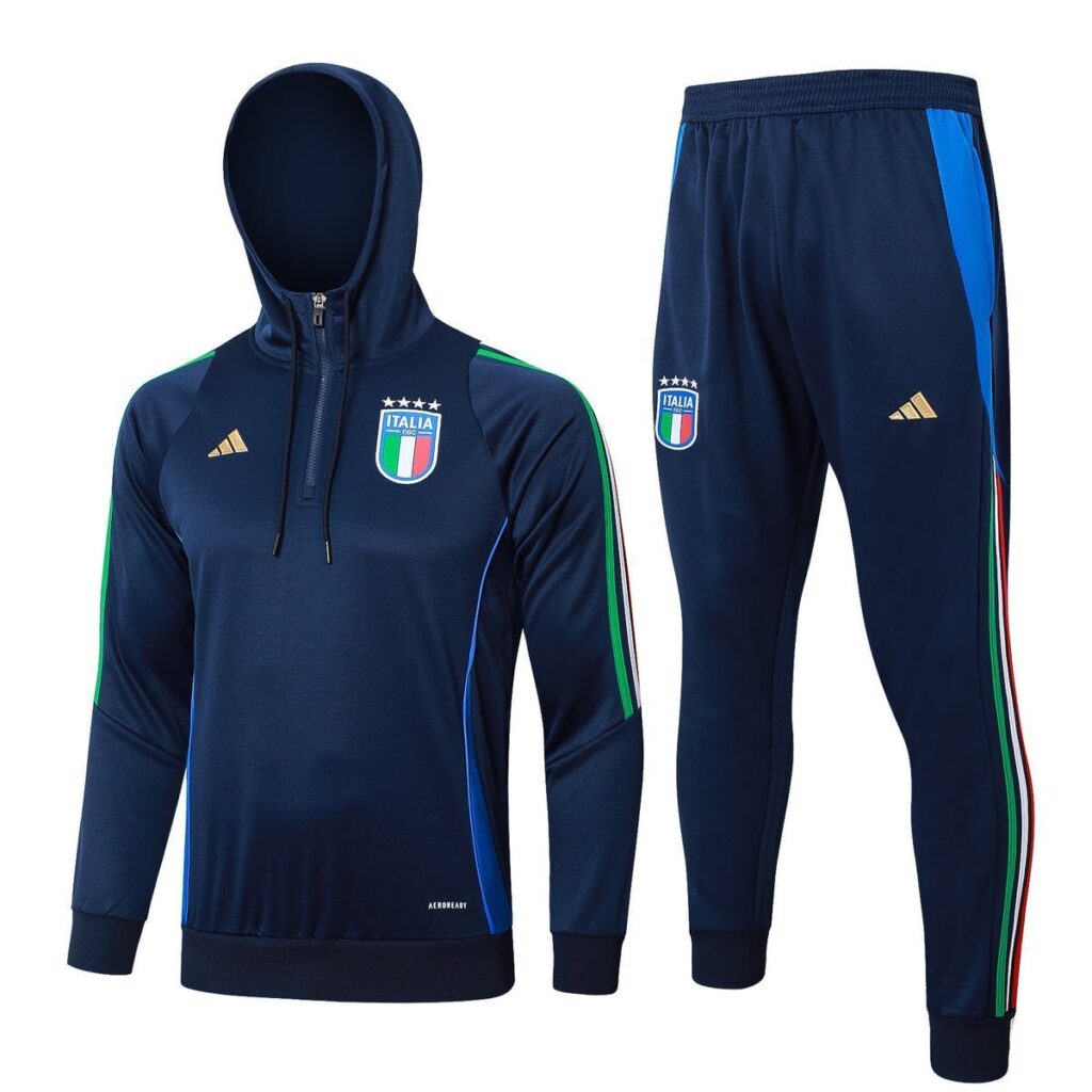 2024 Italy Dark Blue Premium Tracksuit from FootballPrestige.com - Premium Football Kits