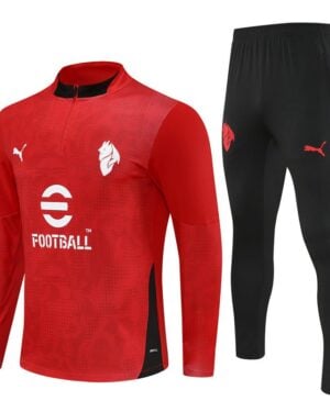 25/26 AC Milan Training Red Kids Size Tracksuit from FootballPrestige.com - Premium Football Kits