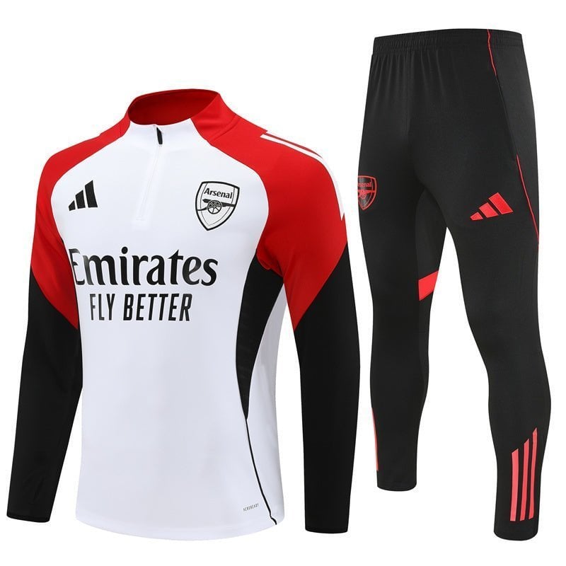 25/26 Arsenal White/Red Tracksuit from FootballPrestige.com - Premium Football Kits