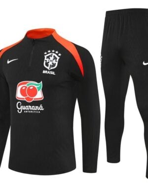 25/26 Brazil Training Black Tracksuit from FootballPrestige.com - Premium Football Kits
