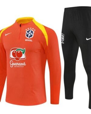 25/26 Brazil Training Orange Tracksuit from FootballPrestige.com - Premium Football Kits