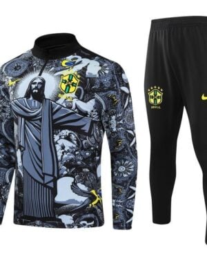 Brazil "Jesus" Premium Kids Size Tracksuit from FootballPrestige.com - Premium Football Kits