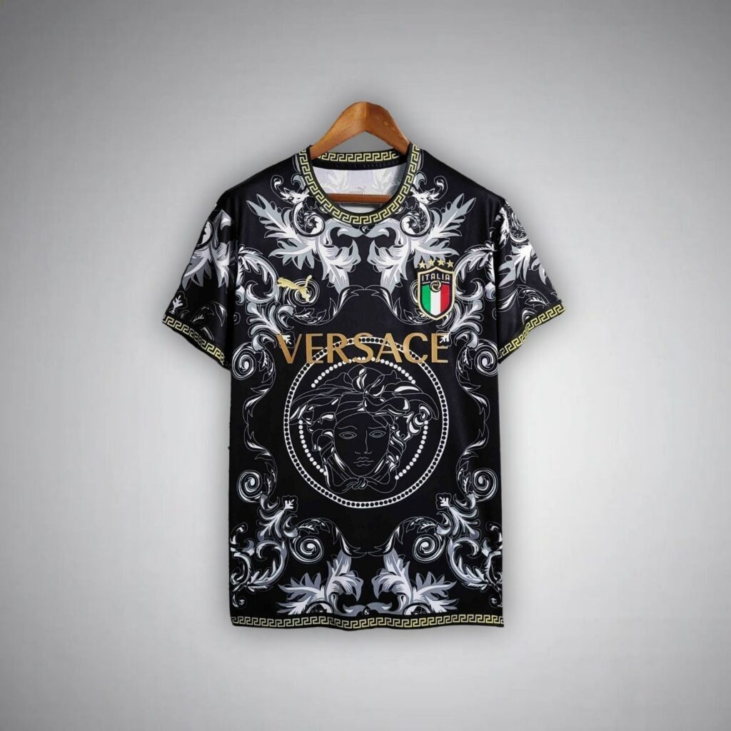 Italy "Versace" Premium Black Kit from FootballPrestige.com - Premium Football Kits