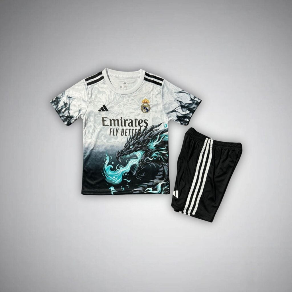 Real Madrid "Emerald Flame" Premium Kids Size Kit from FootballPrestige.com - Premium Football Kits