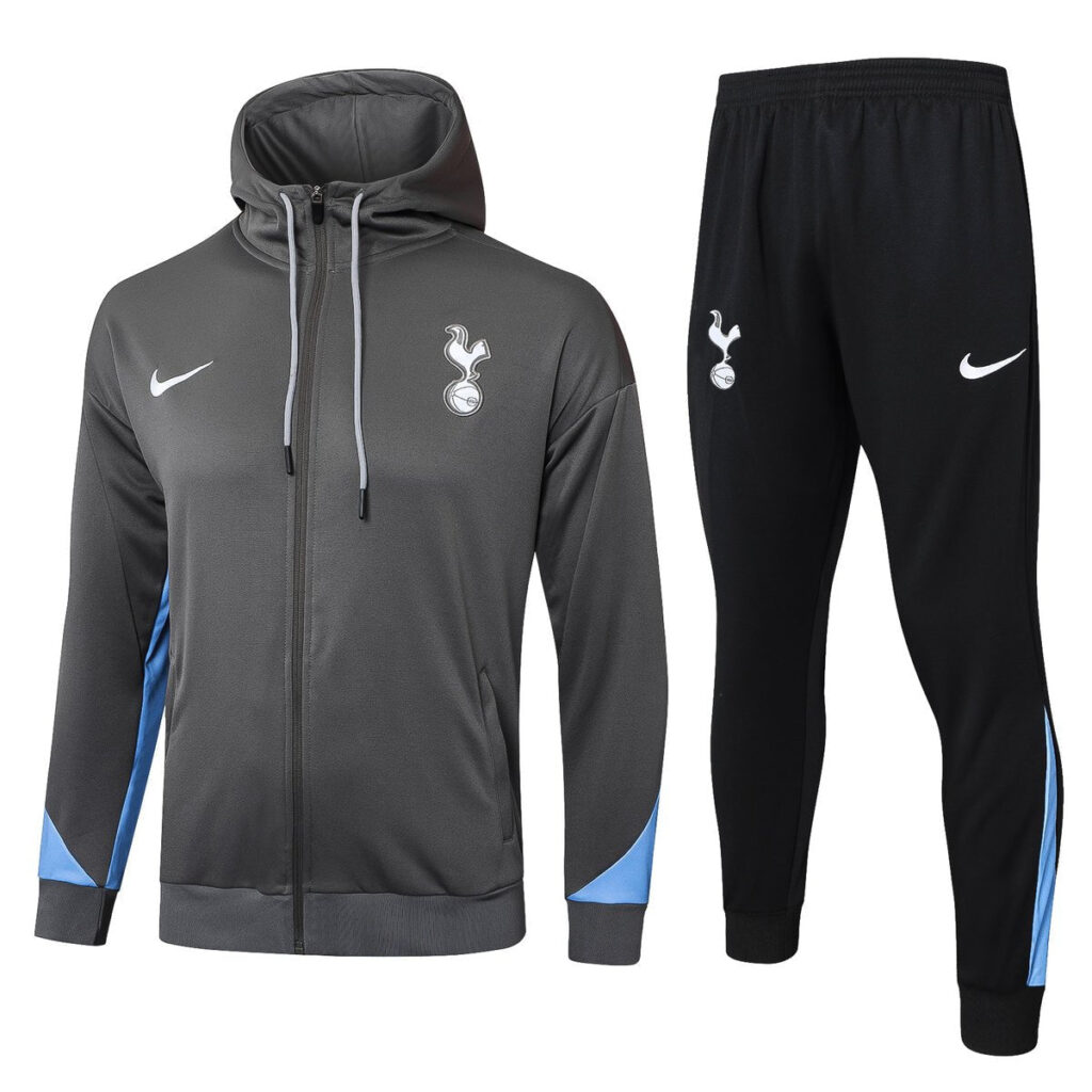 Tottenham Gray and Black Premium Tracksuit from FootballPrestige.com - Premium Football Kits