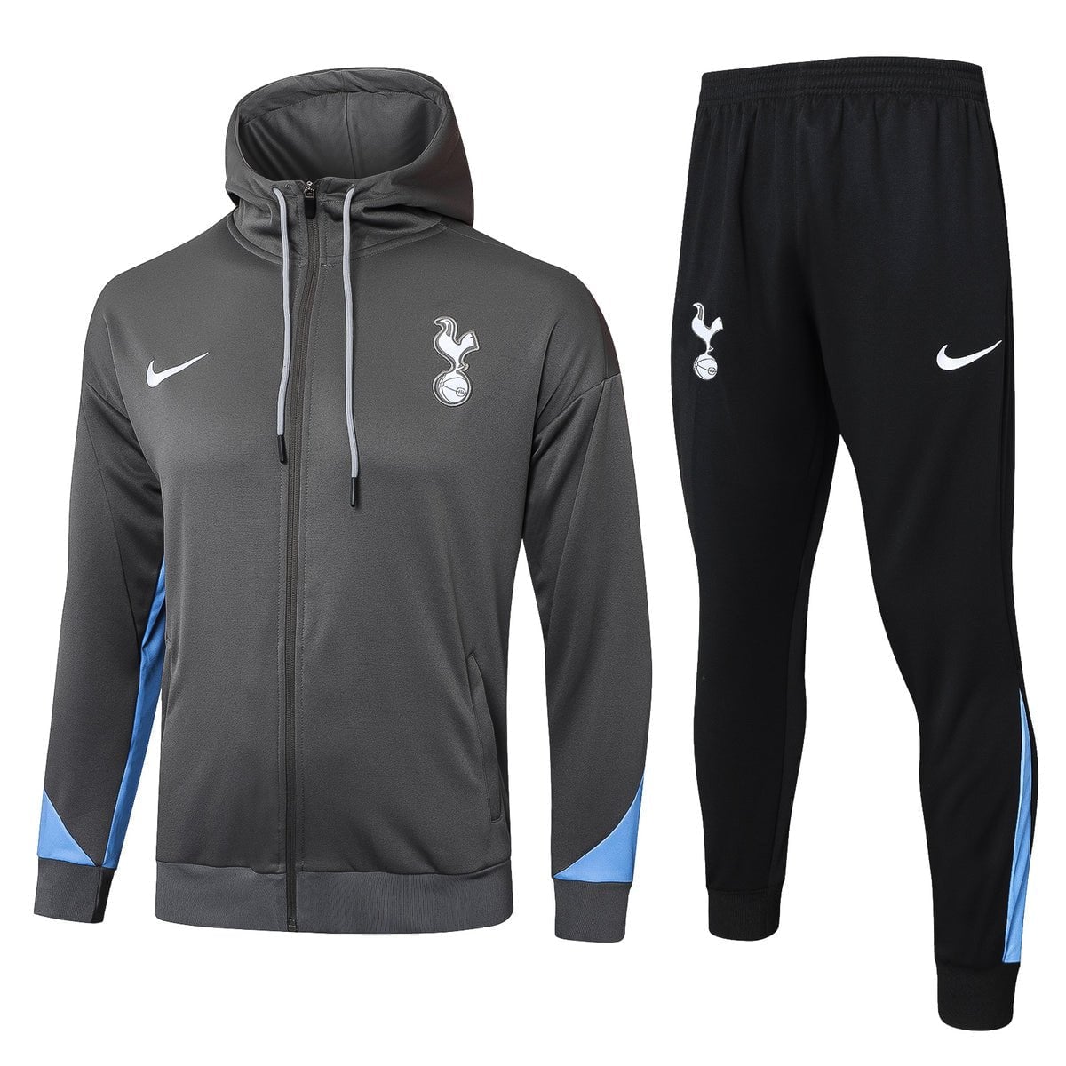 Tottenham Gray and Black Premium Tracksuit from FootballPrestige.com - Premium Football Kits